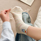 Rufia solid blue low cut socks