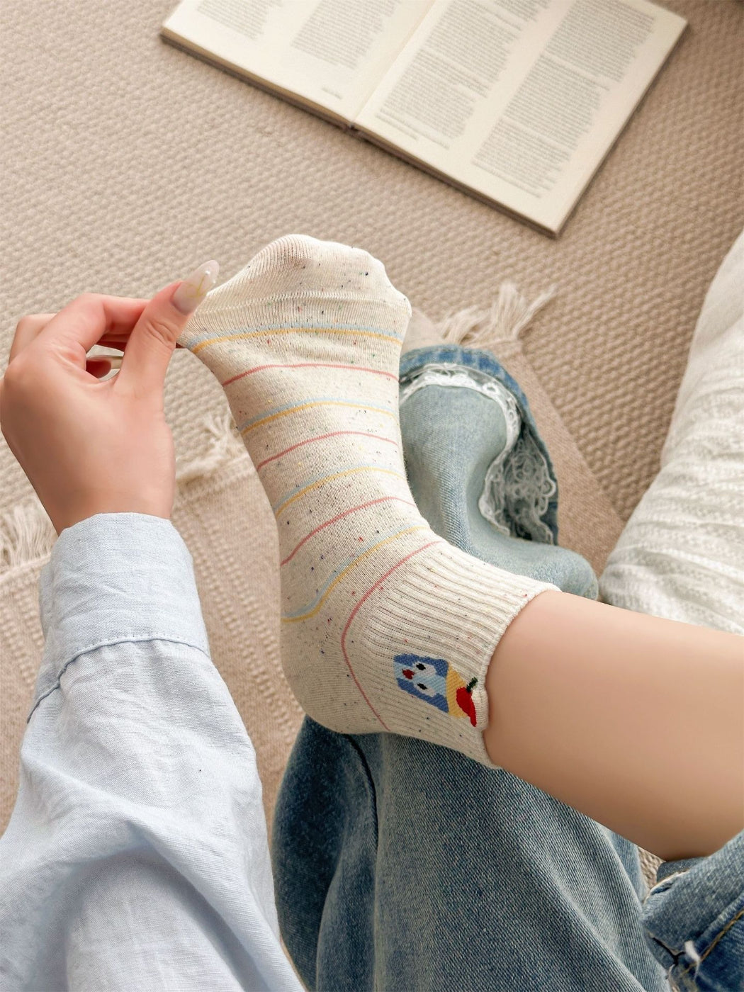Rufia solid blue low cut socks