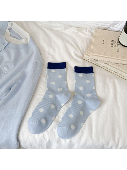 Rufia - Polka Dot Color Block Crew Socks