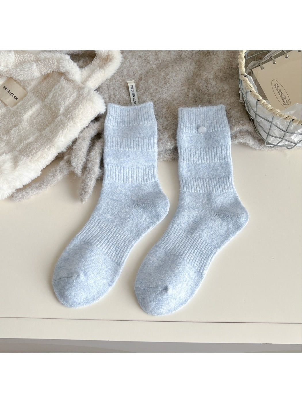 Rufia - Mid-Calf Socks with Shell Buttons