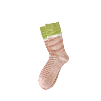 Rufia - Striped Crew Mid-calf Socks - Cute & Sweet