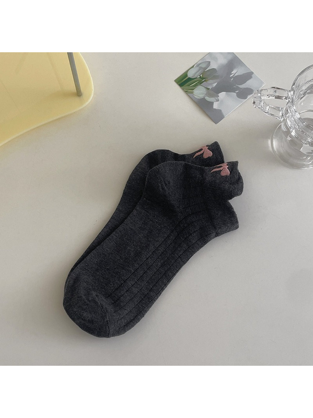 Rufia - Bow Pattern Lightweight Ankle Socks
