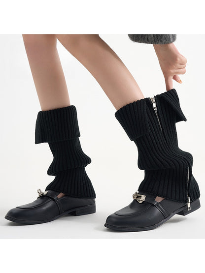 Cozyra - Two-Way Zipper Ribbed Knit Leg Warmers