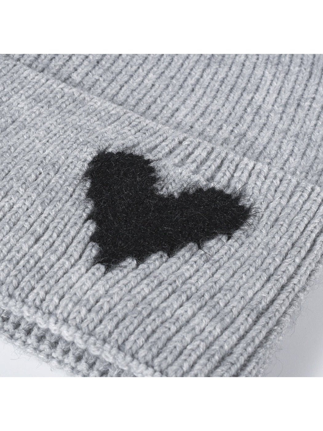 Haila - Heart Accent Cuffed Knit Beanie