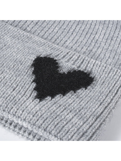 Haila - Heart Accent Cuffed Knit Beanie