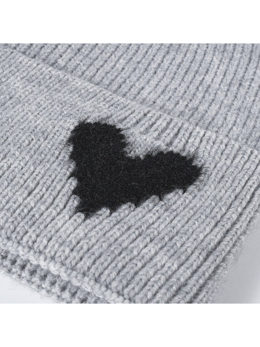 Haila - Heart Accent Cuffed Knit Beanie