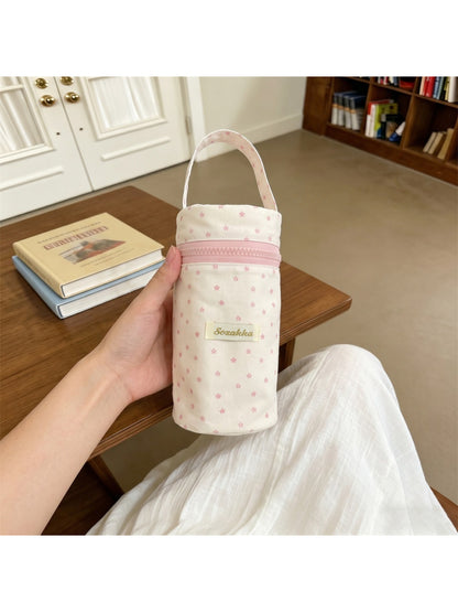 Top view of Cosbai star print pencil pouch partially open