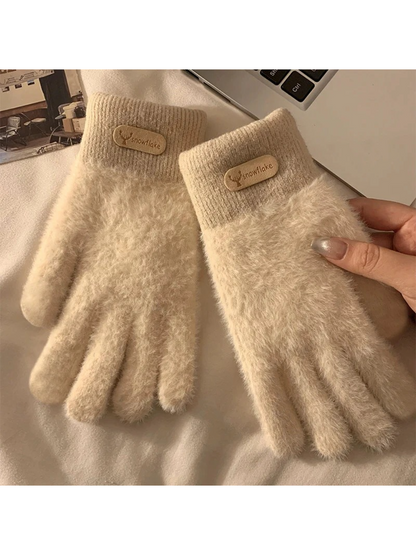 Gloving - Fuzzy Texture Ribbed Cuff Gloves