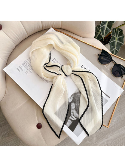Scarvii - Pleated Sheer Contrast Trim Scarf