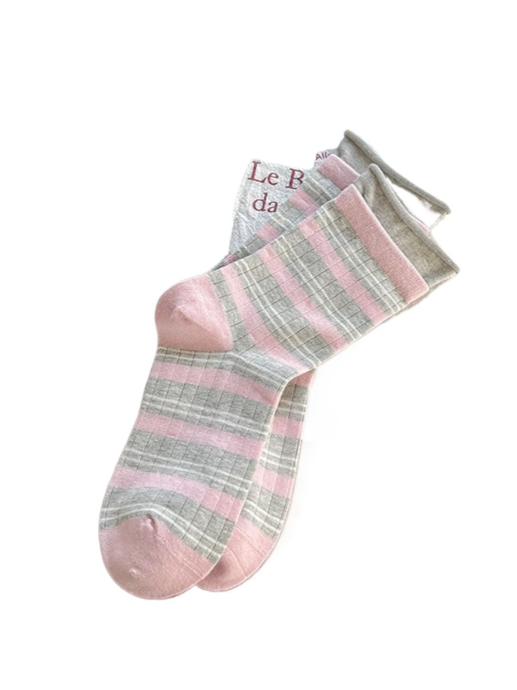 Rufia - Neutral Stripe Color-Block Crew Socks