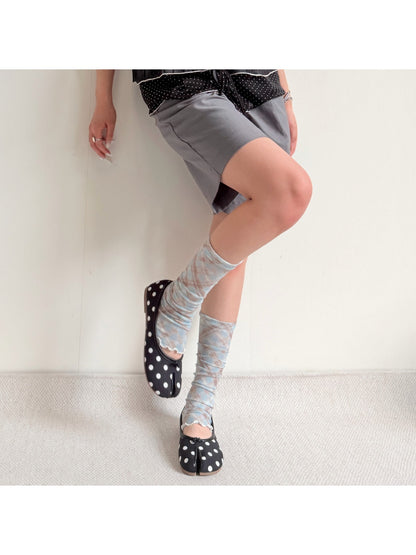 Cozyra - Crisscross-Print Ruched Leg Warmers