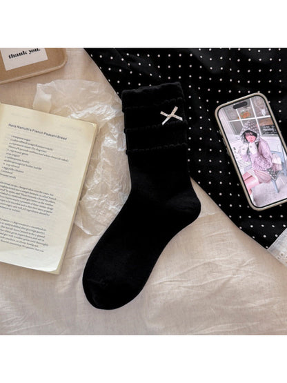 Rufia - Bow Detail Raised Loop Trim Crew Socks