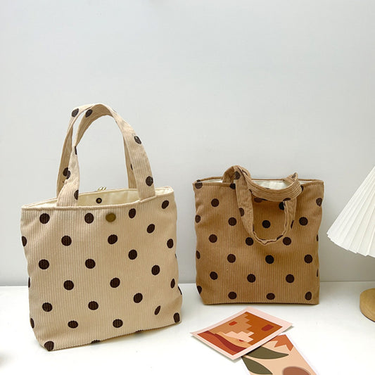 Cosbai - Corduroy Polka Dot Small Handbag