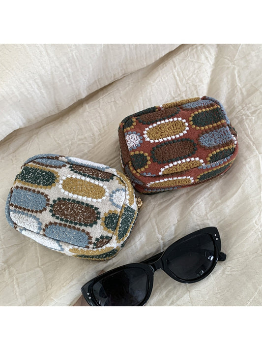Cosbai - Mini Embroidered Zipper Cosmetic Pouch