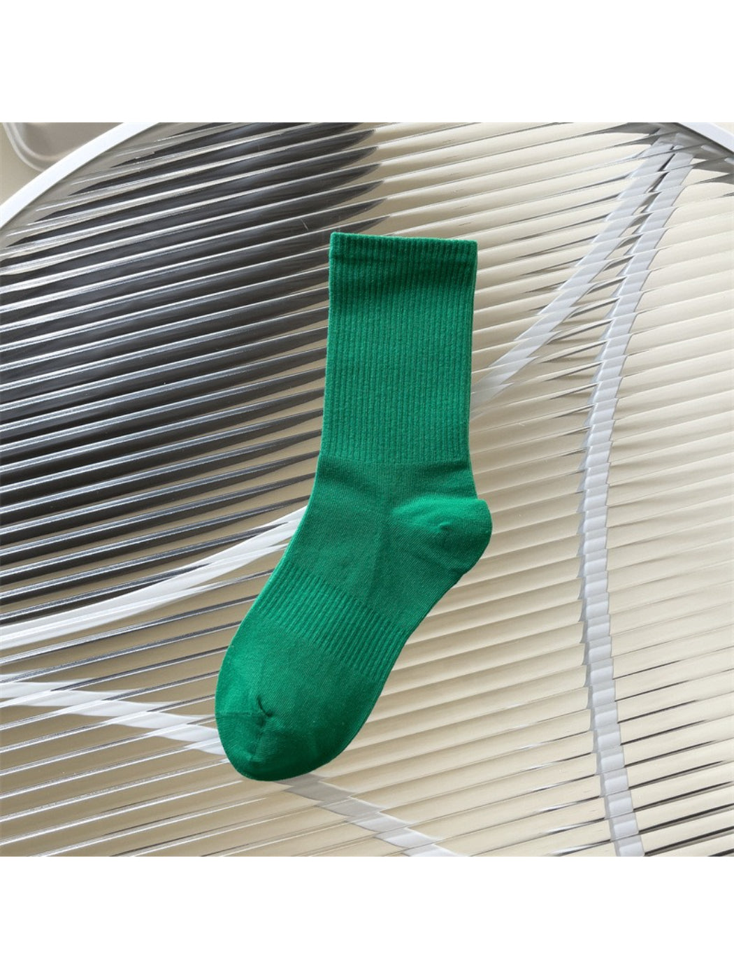 Rufia - Solid Ribbed Knit Crew Socks