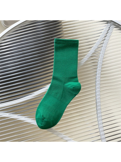 Rufia - Solid Ribbed Knit Crew Socks