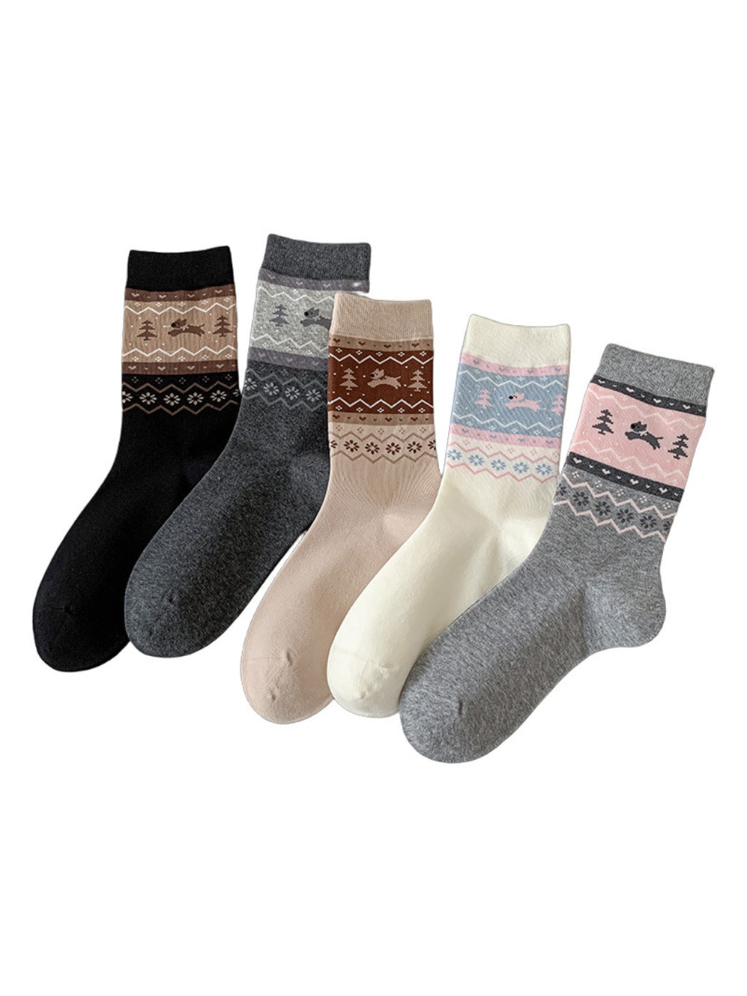 Rufia - Puppy Dog Pattern Cute Mid-Calf Socks