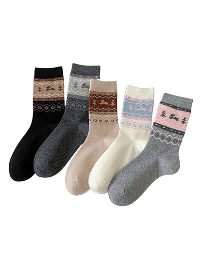 Rufia - Puppy Dog Pattern Cute Mid-Calf Socks
