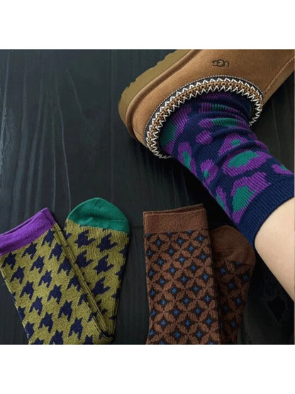 Rufia – Colorful Leopard Print Crew Socks