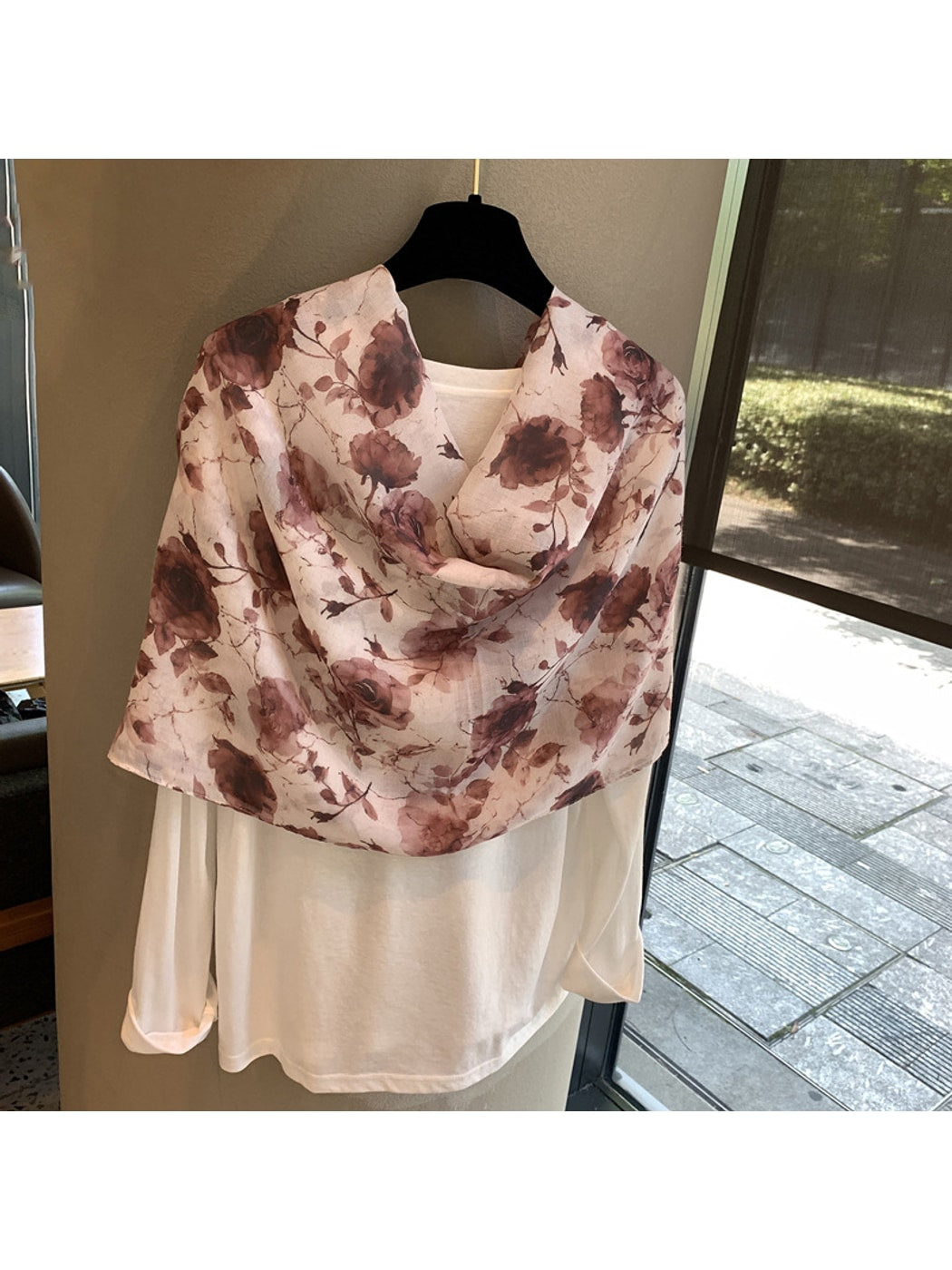 Scarvii - Floral Plain Weave Women's Shawl Scarf