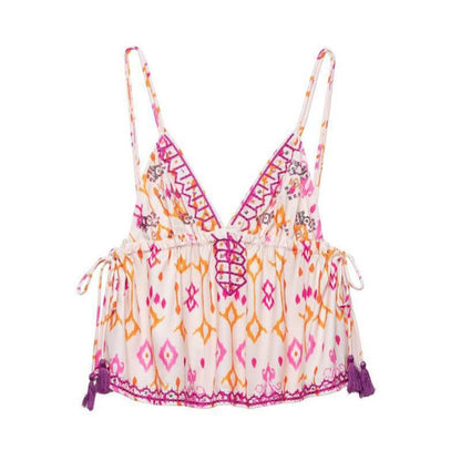 Vesty - V-neck Floral Strap Top - Playful & Soft