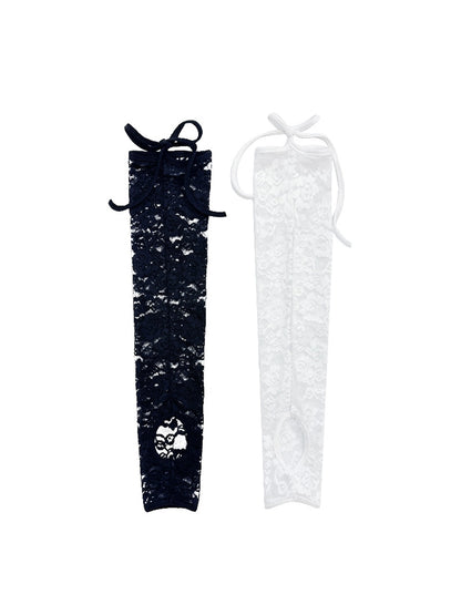 Rufia - Hollow-Out Lace Knee High Socks