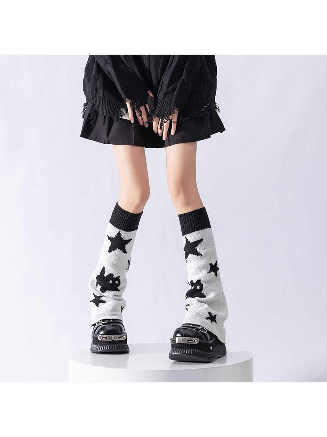 Cozyra - Cartoon Jacquard High Tube Leg Warmers