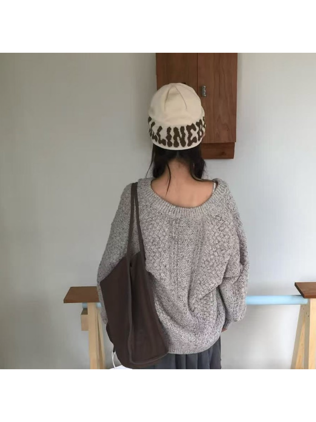 Haila - Letter Pattern Cuffed Beanie