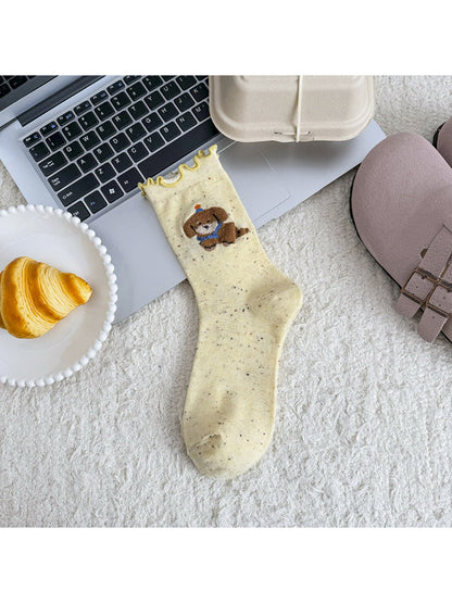 Rufia - Soft Ruffle Animal Motif Crew Socks