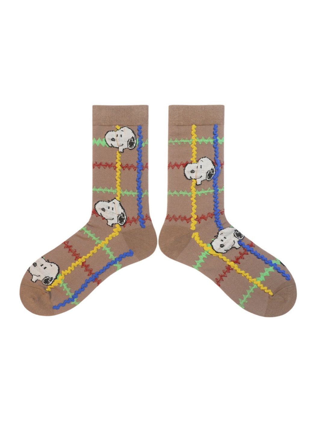 Rufia - Cute puppy pattern cuffed embroidered socks
