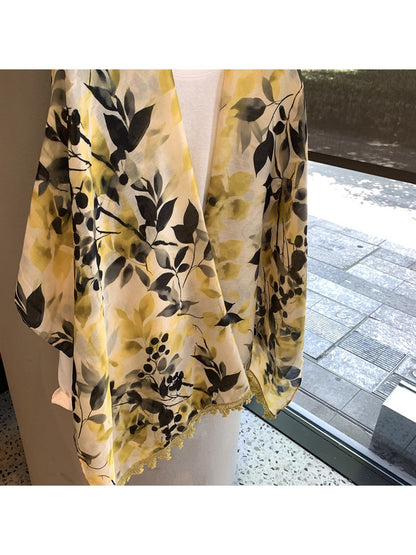 Scarvii - Botanical Print Plain Weave Shawl Scarf