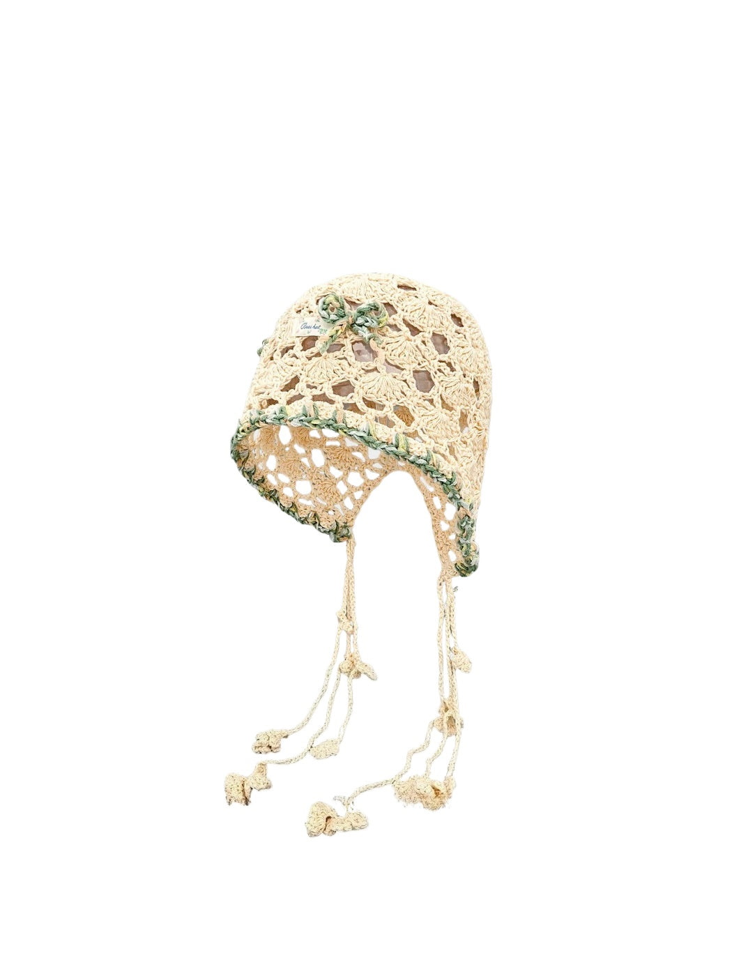Haila - Bow Motif Openwork Crochet Beanie