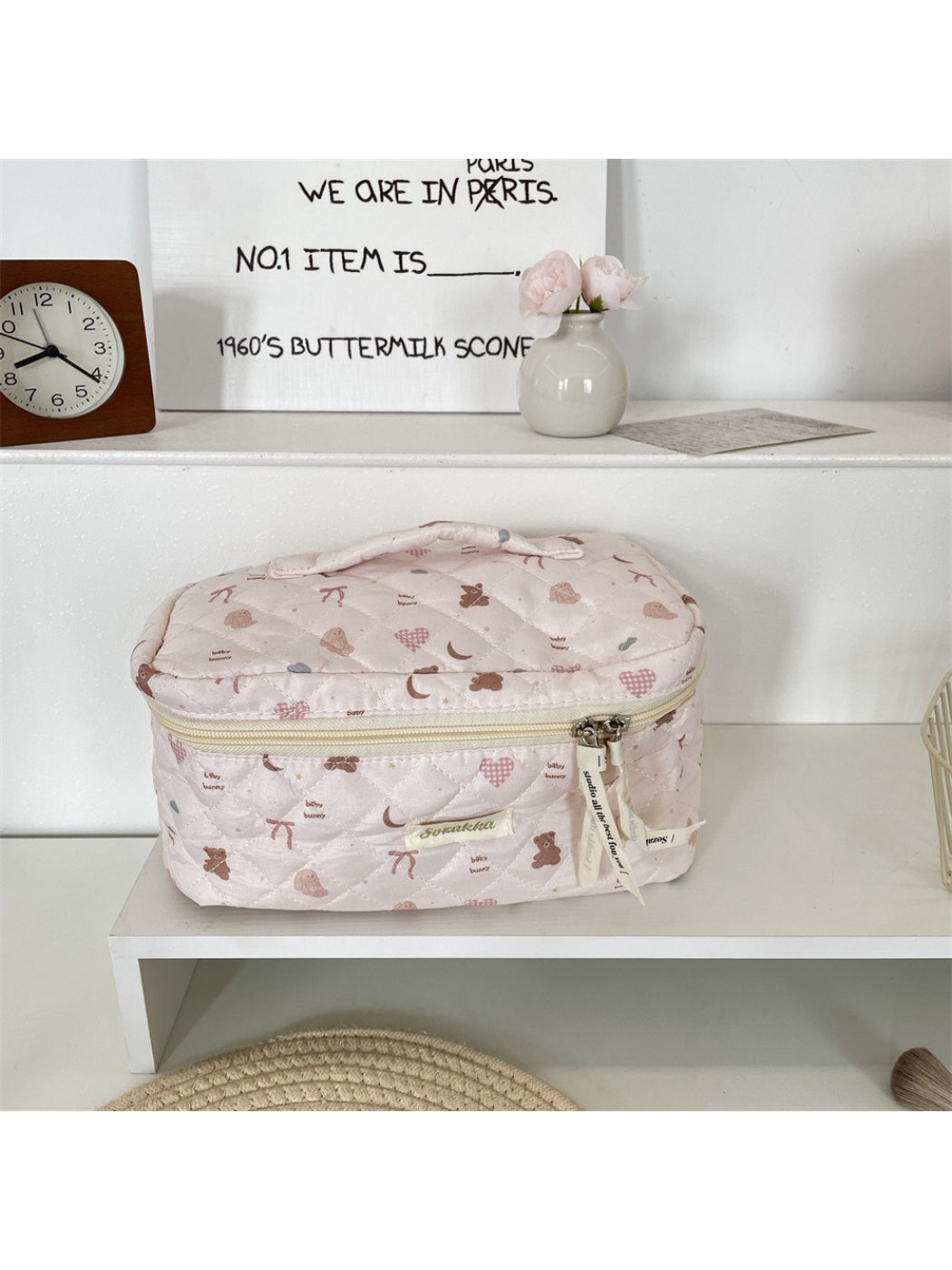 Cosbai - Quilted Travel Makeup Bag