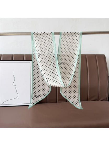 Scarvii - Retro Polka Dot Long Narrow Fashion Scarf