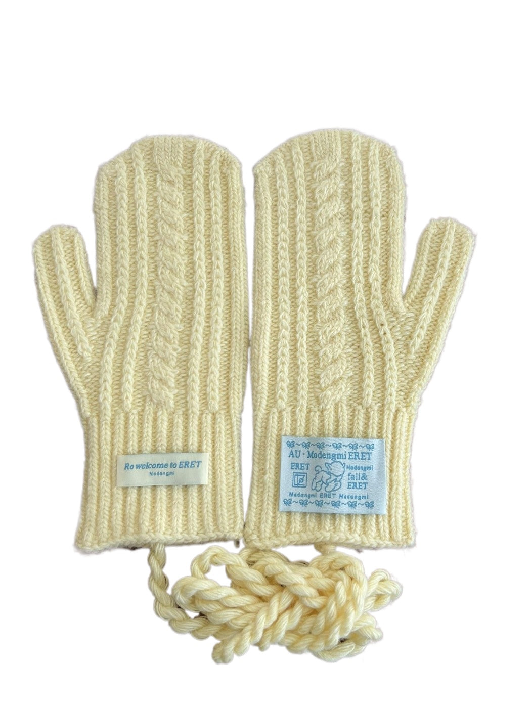Gloving - Full-Cover Knitted Gloves With Lanyard