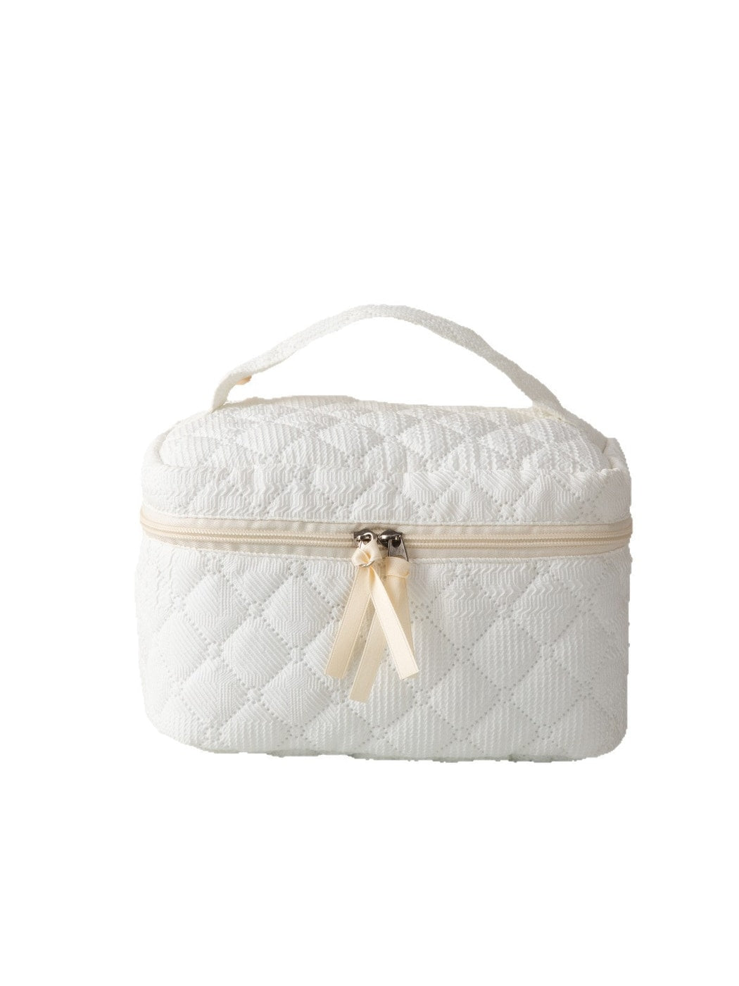 Cosbai - Quilted Plaid Zipper Cosmetic Organizer Bag