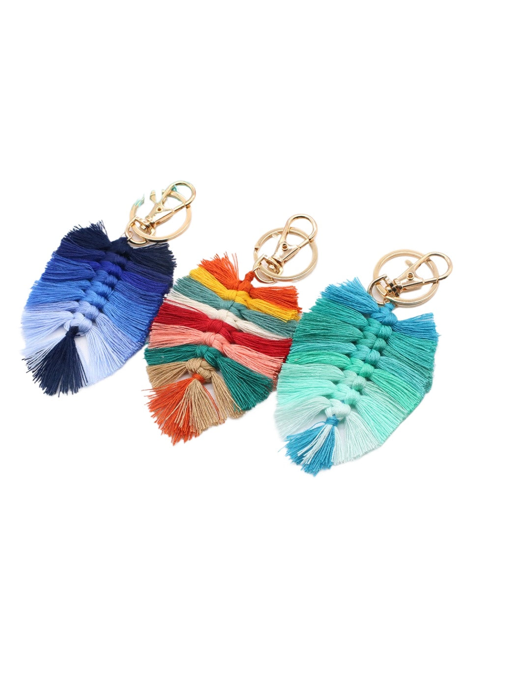 Koco Leaf Shaped Keychain with Tassel color options including Beige, Pink, Green