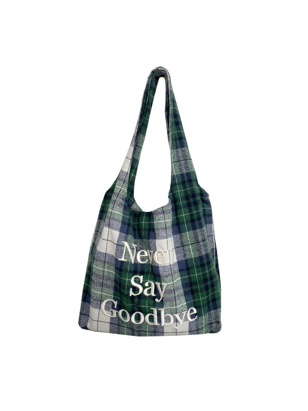 Cosbai – Plaid Embroidered Shoulder Tote