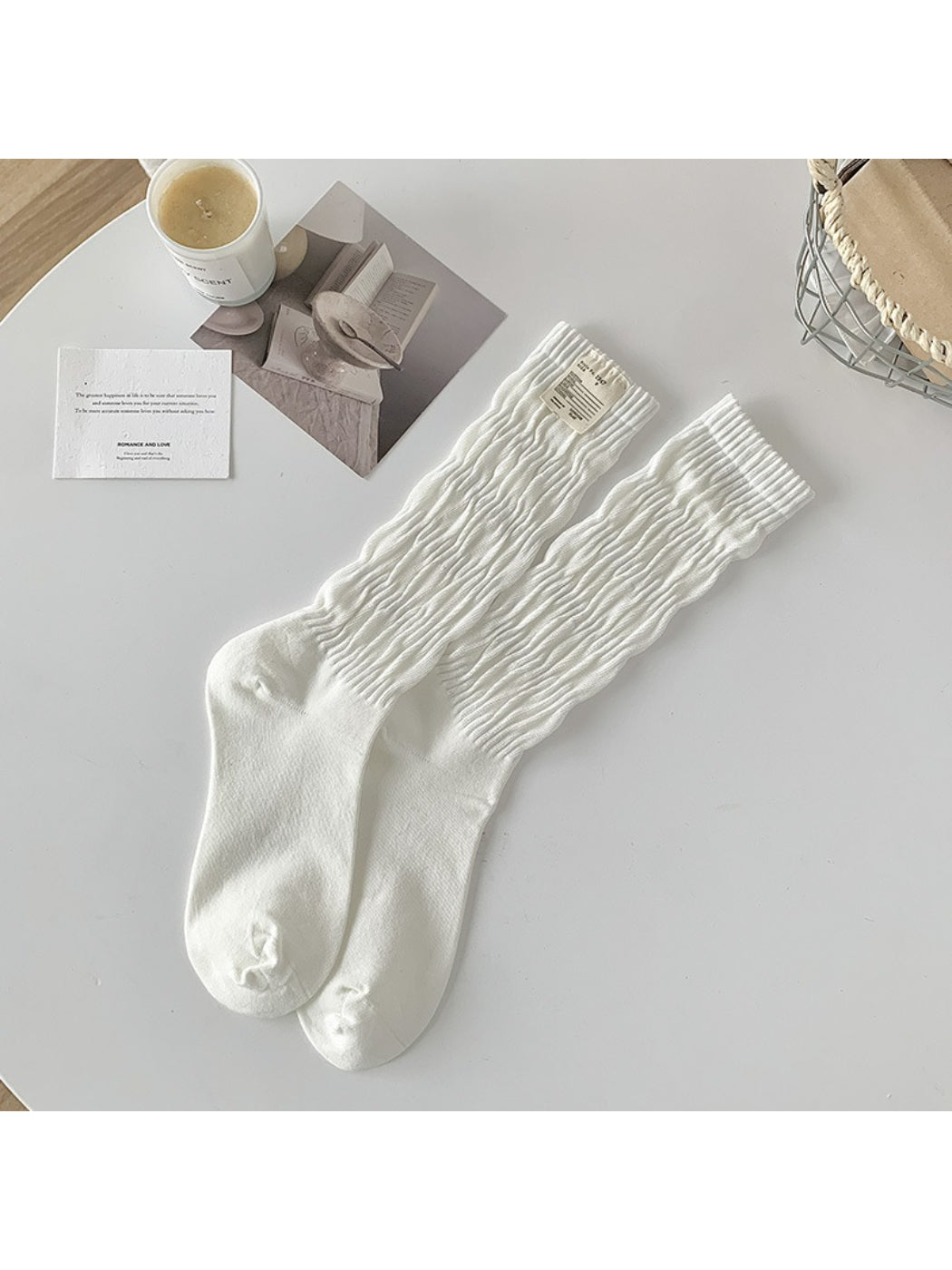 Rufia - Textured Soft Wave Knit Crew Socks