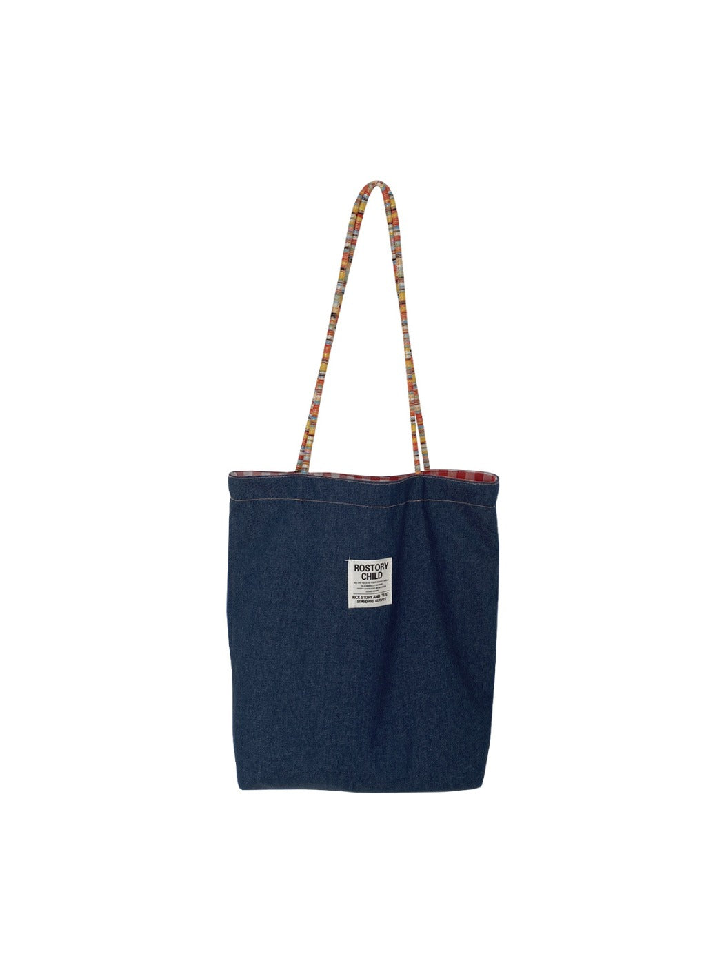 Cosbai – Vintage Denim & Plaid Reversible Tote Bag