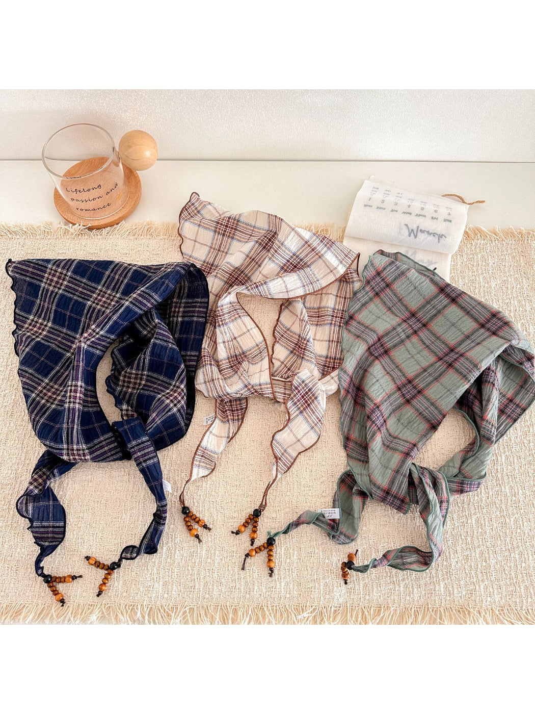Scarvii - Plaid Beaded Tie Scarf