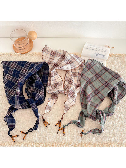 Scarvii - Plaid Beaded Tie Scarf