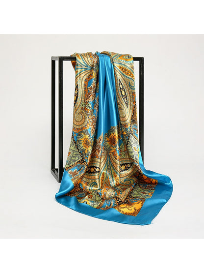 Scarvii - Bright Floral Pattern Fashion Square Scarf