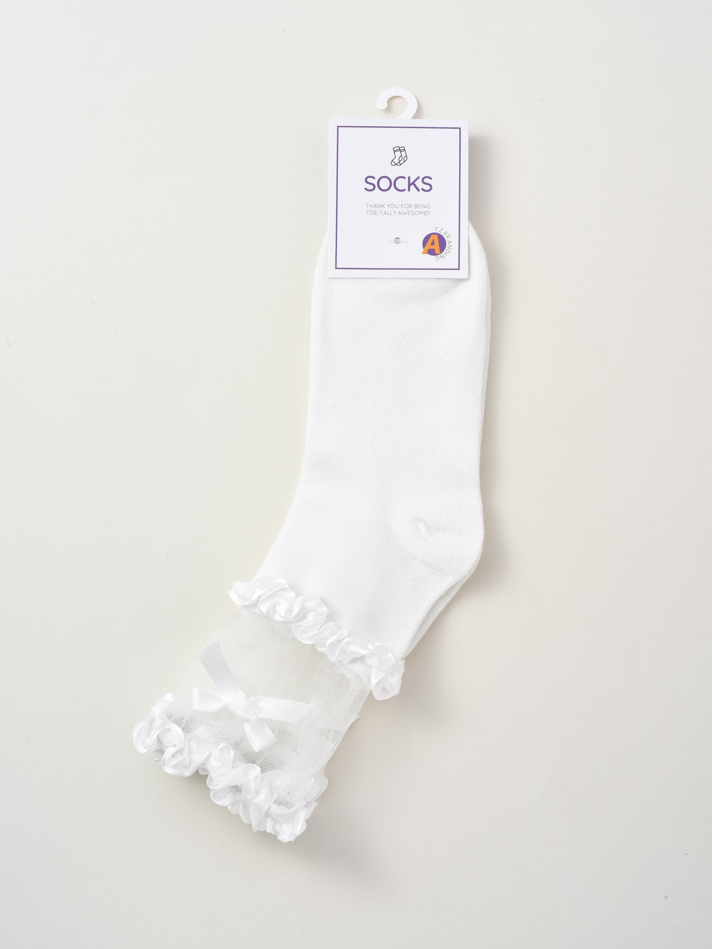 Rufia - Solid Color Lace Trim Bow Socks