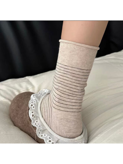 Rufia - Narrow Stripe Ribbed Cuff Socks