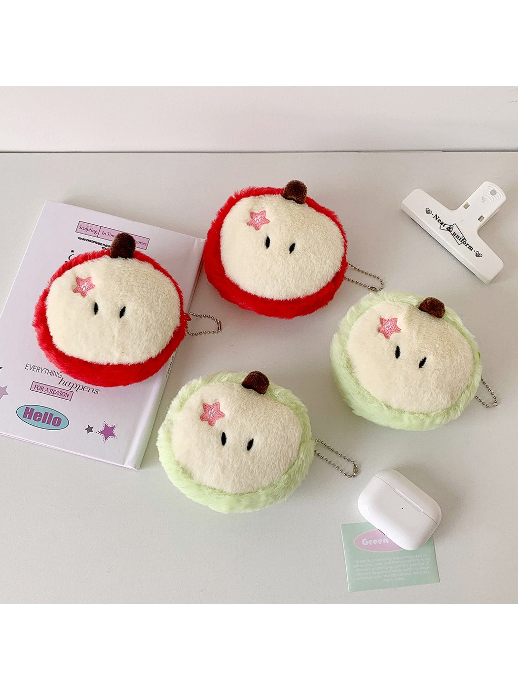 Cosbai - Cartoon Apple Plush Charm Coin Purse Bag