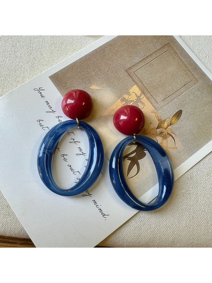 Earwish - Color Block Oval Hoop Earrings