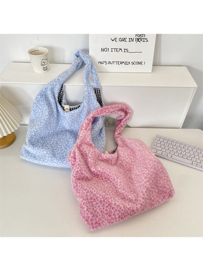 Cosbai – Plush Shoulder Bag with Leopard Pattern