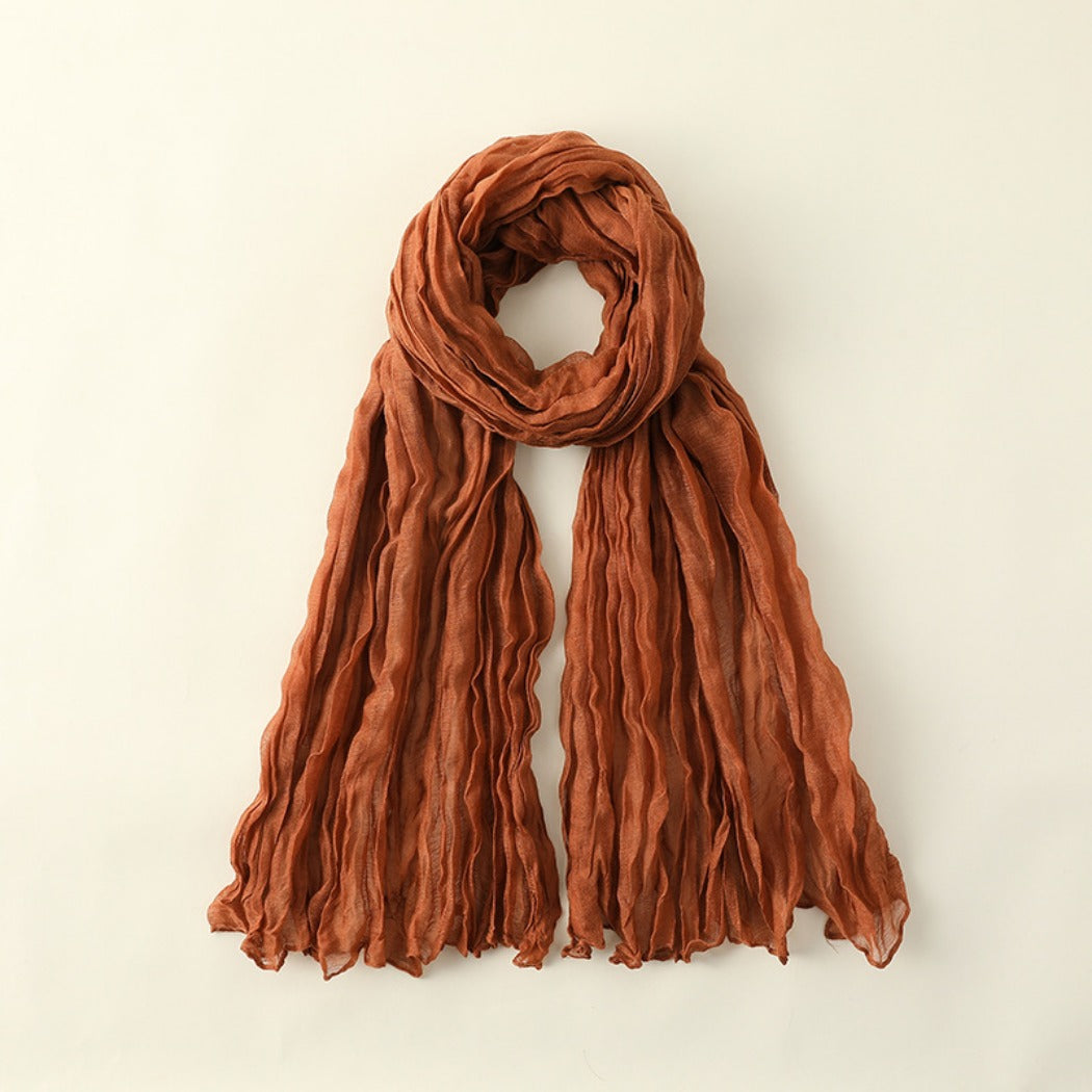 Scarvii - Solid Color Lightweight Ruched Scarf