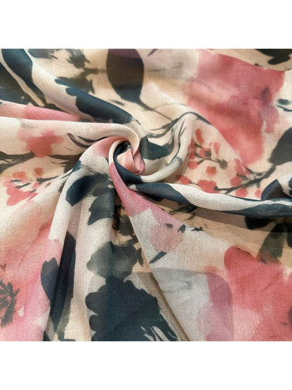 Scarvii - Lightweight Floral Print Tassel Wrap Scarf